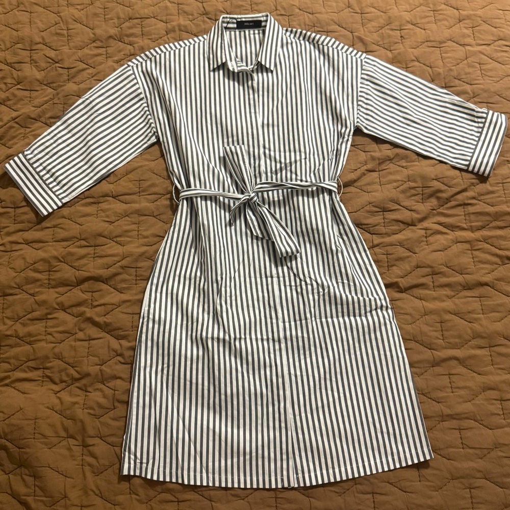 Mila Vert Striped Midi Button Up Dress Size S